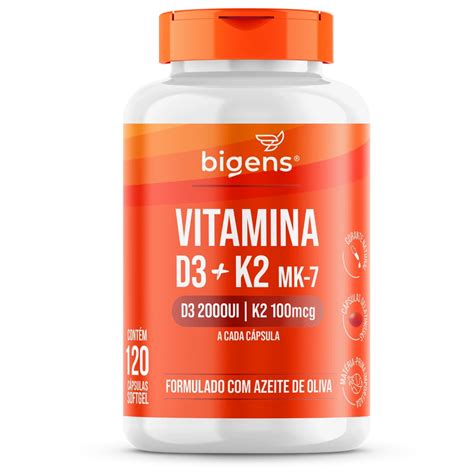 Qual A Melhor Vitamina D3 Com K2 Mk7 - Vitamina D3 + K2 MK7 2000 UI 100mcg 60 ou 120 Cápsulas – Bigens