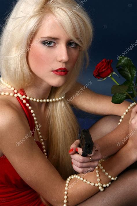 Beautiful Blonde Woman In Red Dress Stock Photo Image By Vitcom