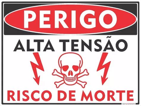 6 Placas Perigo Alta Tensão Risco De Morte 30x20cm Alumínio