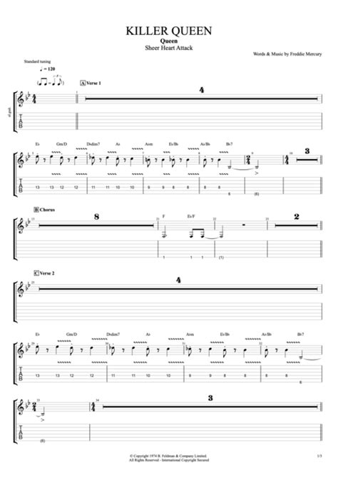 Killer Queen Tab By Queen Guitar Pro Full Score Mysongbook