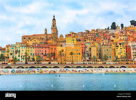 The Colorful Old Town Menton On French Riviera Stock Photo Alamy