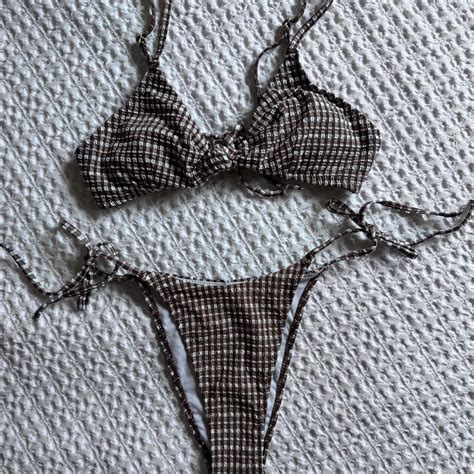 Rhythm Lola Check Knot Trilette Bikini Size Top Depop