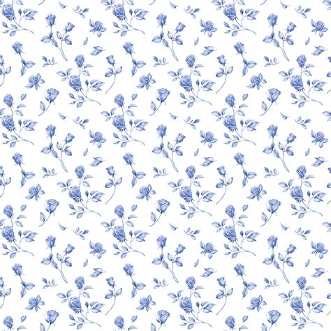 Blue Floral Pattern - Mural Wallpaper