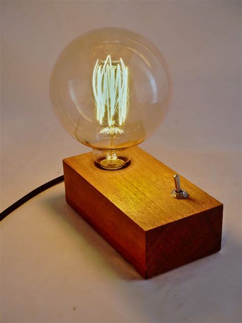 Lampe En Bois Ampoule Filament Vintage Etsy France