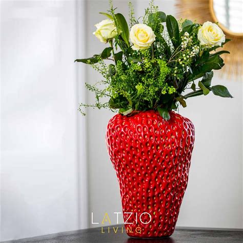 Ceramic Strawberry Vase Large In 2021 Large Vase Strawberry Vase