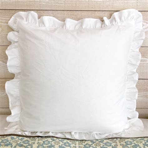 white ruffle euro sham cover farmhouse cotton pillow  etsy