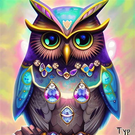 Mystical Owl With Gems Graphic · Creative Fabrica