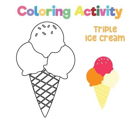 Coloring activity for children. Coloring ice cream. Educational