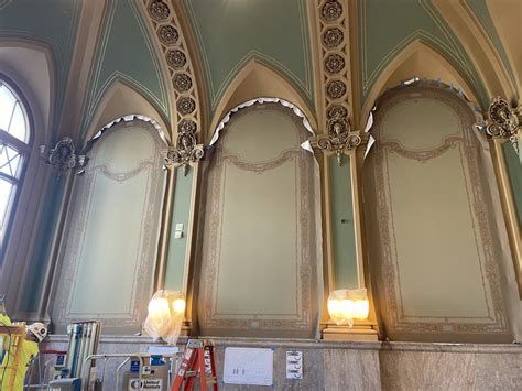 Polk County Courthouse, Courtroom, Installing Wall Coverings, During