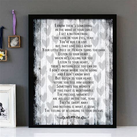 "Listen To Your Heart" - Roxette - Framed Lyrics Wall Art