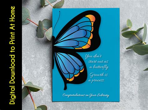 Sober Card Sobriety T Butterfly Card Sober Greeting Card Etsy