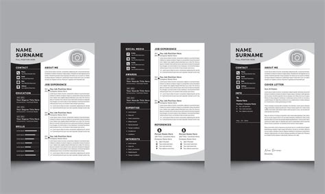 Professional Resume Layout with Cover Letter Vector Two Page Cv ...