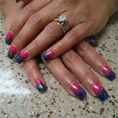 Navy And Hot Pink Sparkly Ombre Acrylic Nails Ombre Acrylic Nails Nails Acrylic Nails