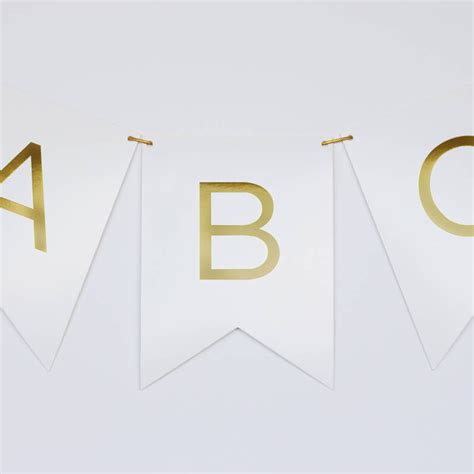 Gold Foil Stamped White Alphabet Custom Letter Banner Etsy