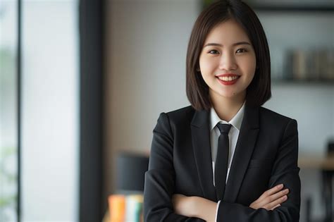 Premium Photo Portrait Of Successful Business Woman With Her Arms Crossed