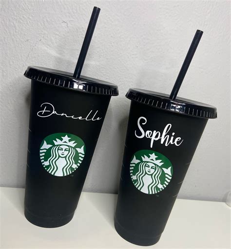 Uk Black Personalised Starbucks Reusable Cold Cup Etsy