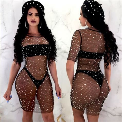 Women S Sexy Bikini Cover Up See Through Mesh Sheer Long Sleeve