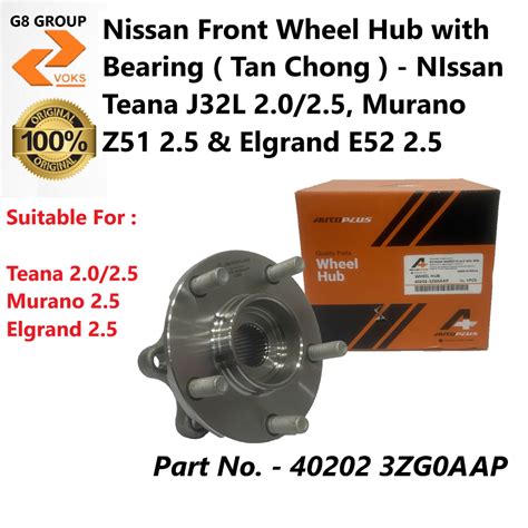 Nissan Front Wheel Hub With Bearing Tan Chong Nissan Teana J32L