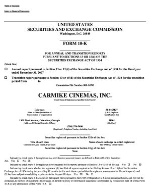 Fillable Online Carmike Cinemas Inc Form K Received