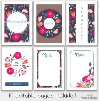 Editable Binder And Spines Set Exotic Blooms By A Teacher S Workshop