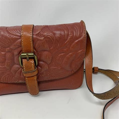 Patricia Nash Floral Tooled Leather Cognac Crossbody Gem