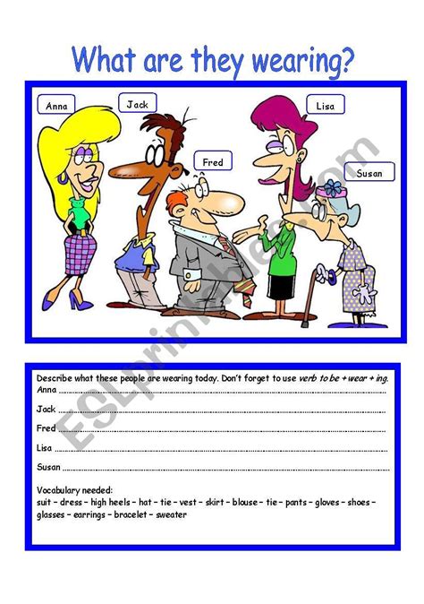 What Are They Wearing ESL Worksheet By Luoliveira