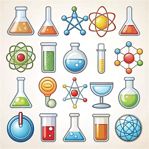 Simbolo Do Curso De Quimica - Conjunto de ícones de química Símbolos essenciais para a ciência e a ...
