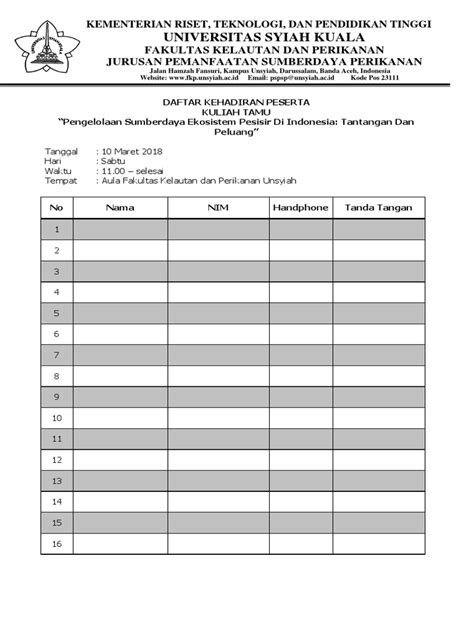 Absensi Pelatihan Pdf