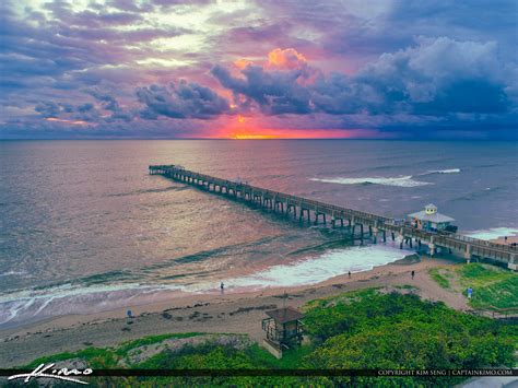 Hdr Photography Aerial Sunrise From Juno Beach Pier Hdr Photography