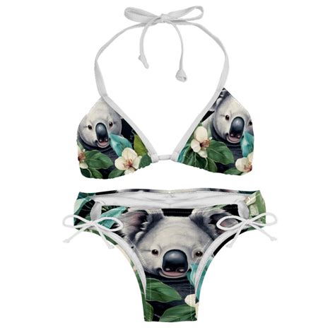 Koala Chic One Piece Swimsuits Bikini Set Detachable Sponge Adjustable Strap Two Pack For