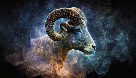 Aries Zodiac Sign Against Space Nebula Background Astrology Calendar