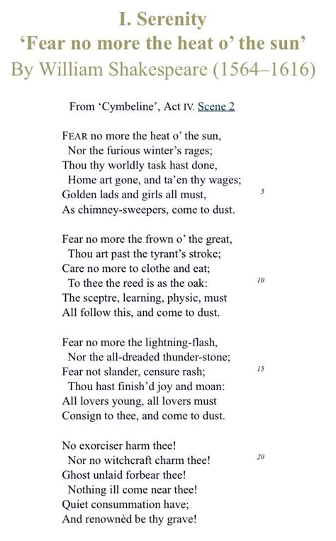 Fear No More Poem by William Shakespeare