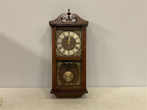 Horloge Bois Laiton Verre Seconde Moiti Du Xxe Catawiki