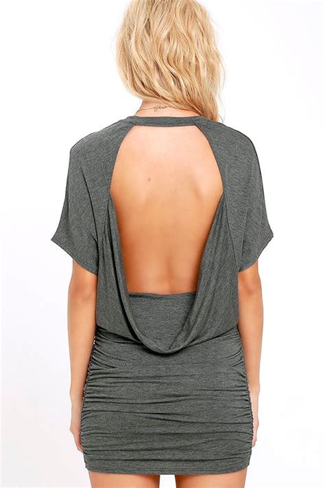 Sexy Dark Grey Dress Backless Dress Bodycon Dress 46 00