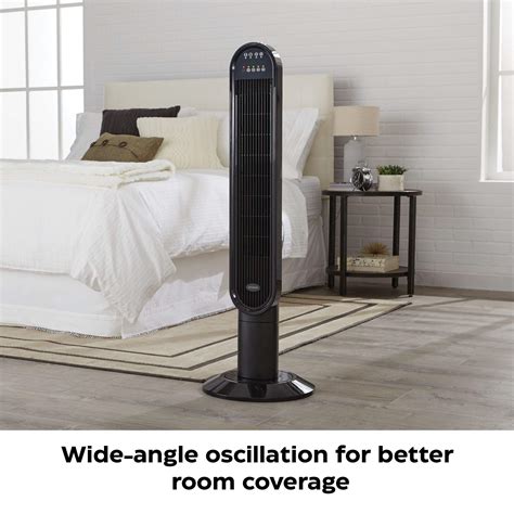 NOMA Oscillating Tower Fan, Remote Control, 3-Speed, Black, 45-in