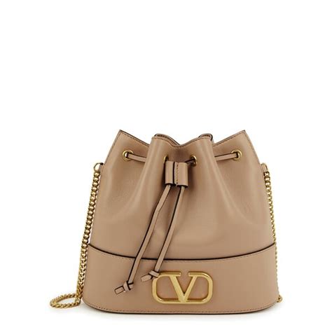 Valentino Garavani Valentino Garavani Vlogo Leather Bucket Bag Nude Editorialist