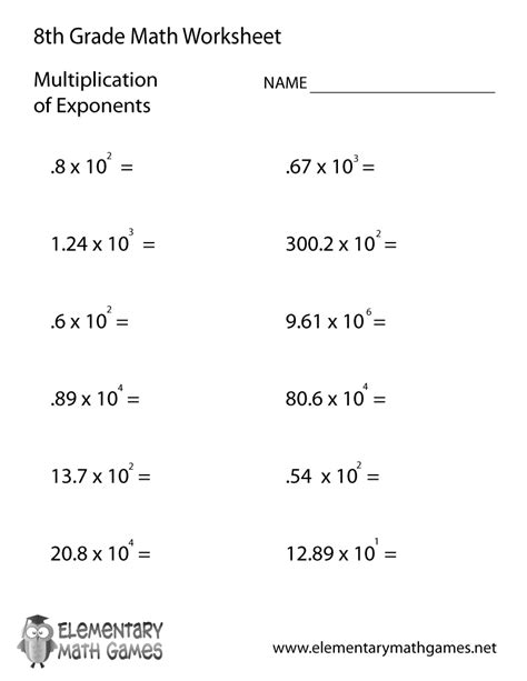 Pre Algebra Worksheet 8th Grade