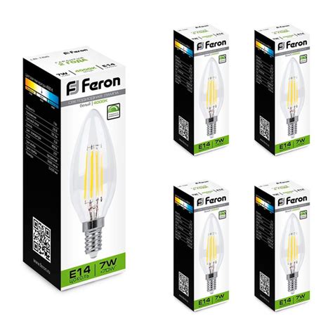 Светодиодная, Филаментная Лампочка Feron E14 Свеча 760 Лм 4000 К ...