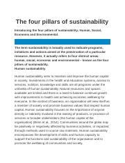 The four pillars of sustainability.docx - The four pillars of ...