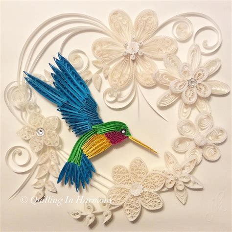 Handcrafted Quilling Artwork Hummingbird Serenity