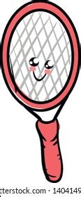 Emoji Cute Pink Tennis Racket Pink Stock Vector (Royalty Free ...