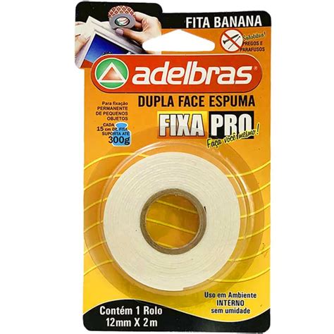 Fita Adesiva Dupla Face Fixa Pro 12mm X 2m Adelbras Lupel