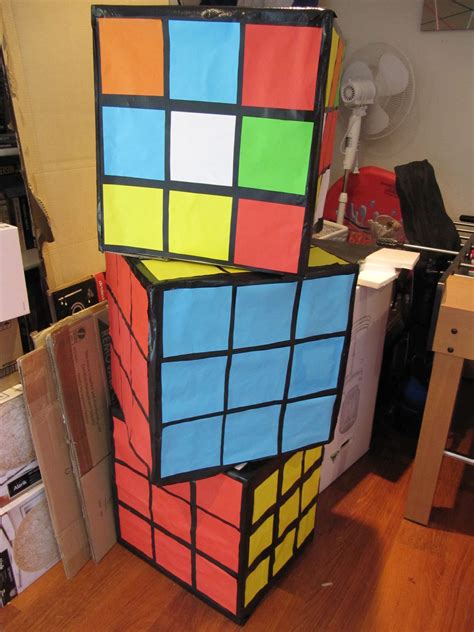 Giant Rubik Cube Made Out Of Card Board Box Rubiks Cube 80s Theme