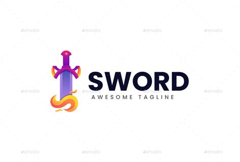 Flame Sword Gradient Logo Template by zeergraphic | GraphicRiver