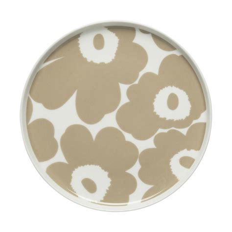 Marimekko Piatto Oiva Unikko 20 Cm Bianco Beige Finnish Design Shop