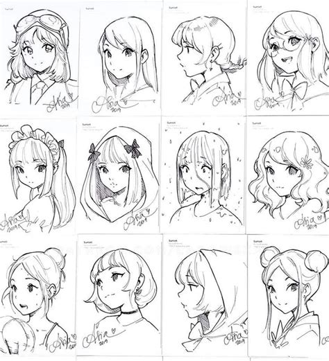 Some Drawings Of Anime Girls With Different Hair Styles