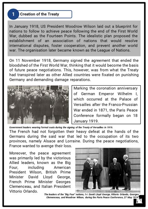 Treaty Of Versailles Facts Worksheets Key Features And Impact