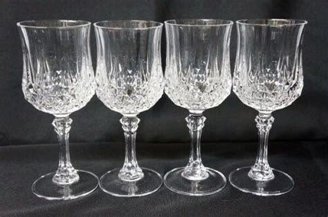 4 LONGCHAMP Water Goblets Cristal D Arques Durand Bar Glasses 7 3 8 8