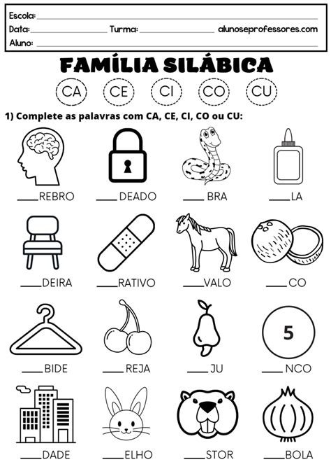 Atividades A Fam Lia Sil Bica Do C Para Imprimir Alunos E Professores