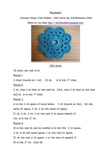 Crochet Flower Pattern Download Printable PDF | Templateroller